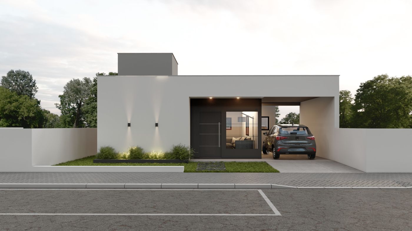 Projeto de residência moderna com garagem